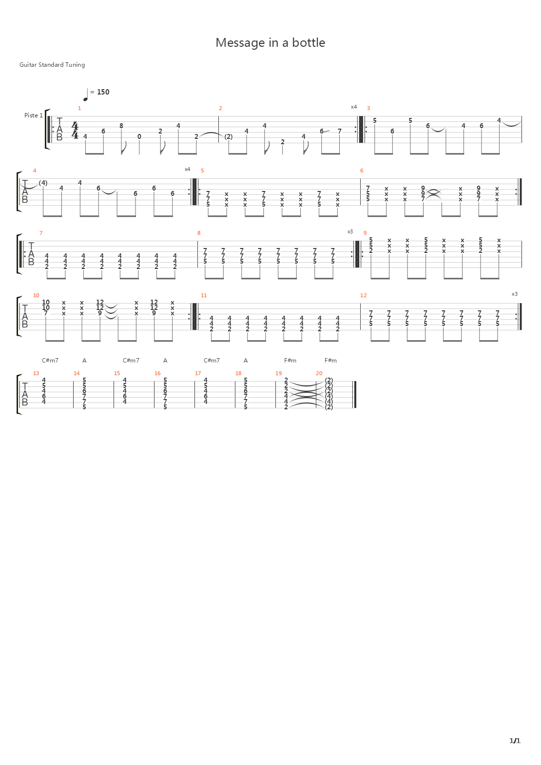 Message In a Bottle吉他谱