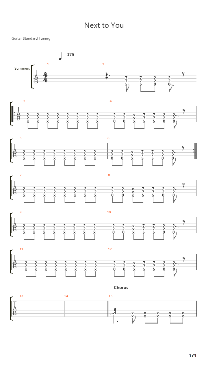 Next To You吉他谱