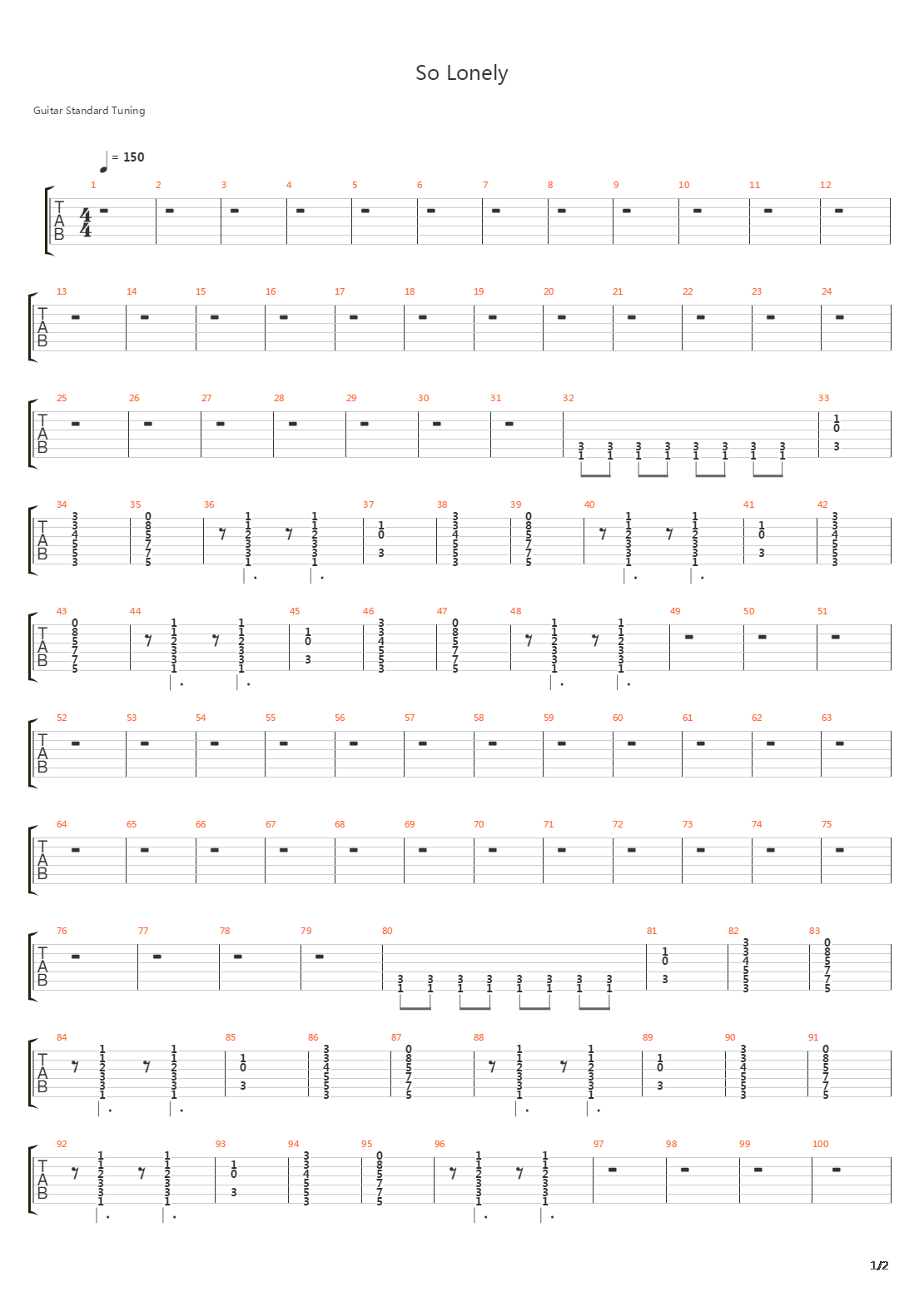 So Lonely吉他谱