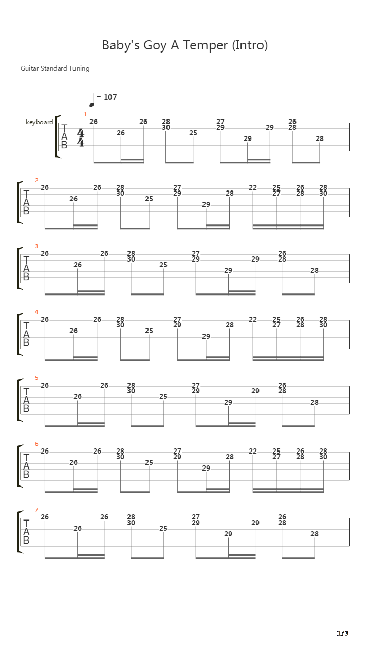 Baby's Got A Temper吉他谱