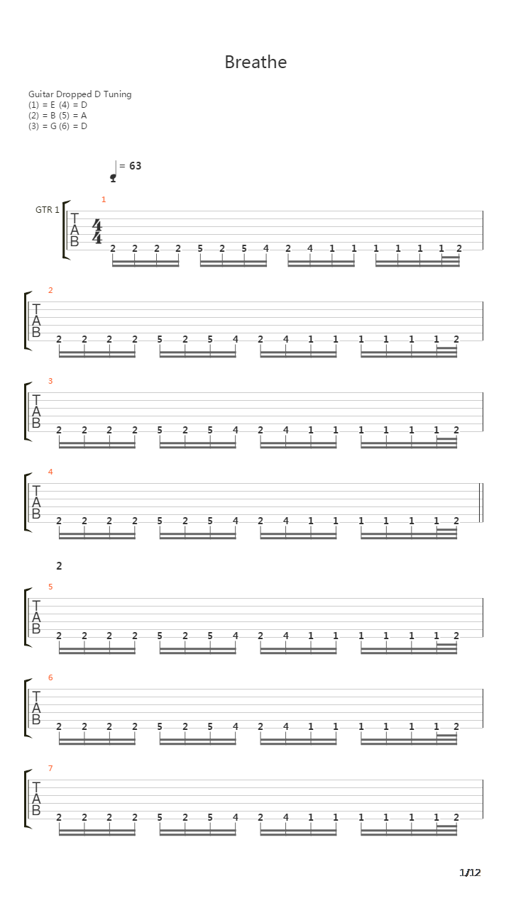Breathe吉他谱