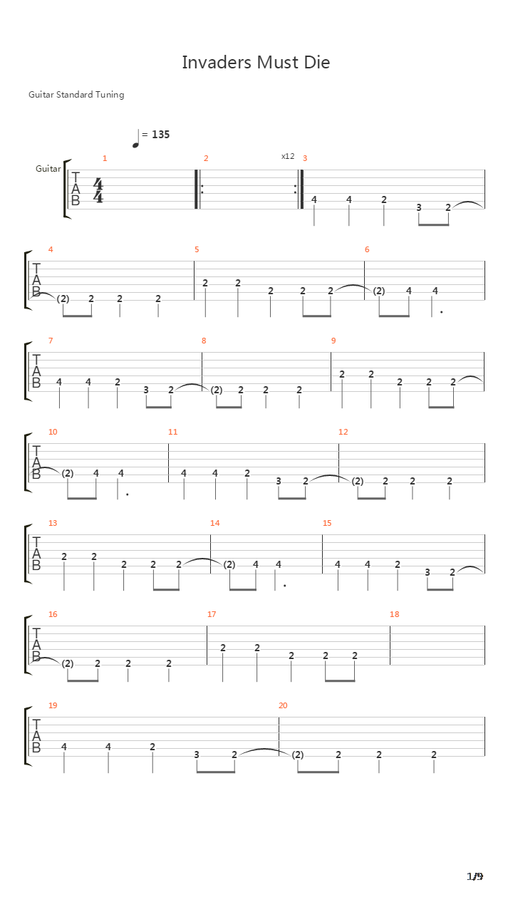 Invaders Must Die吉他谱