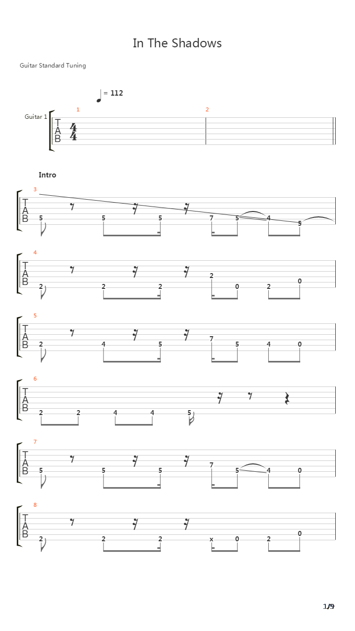 In The Shadow吉他谱