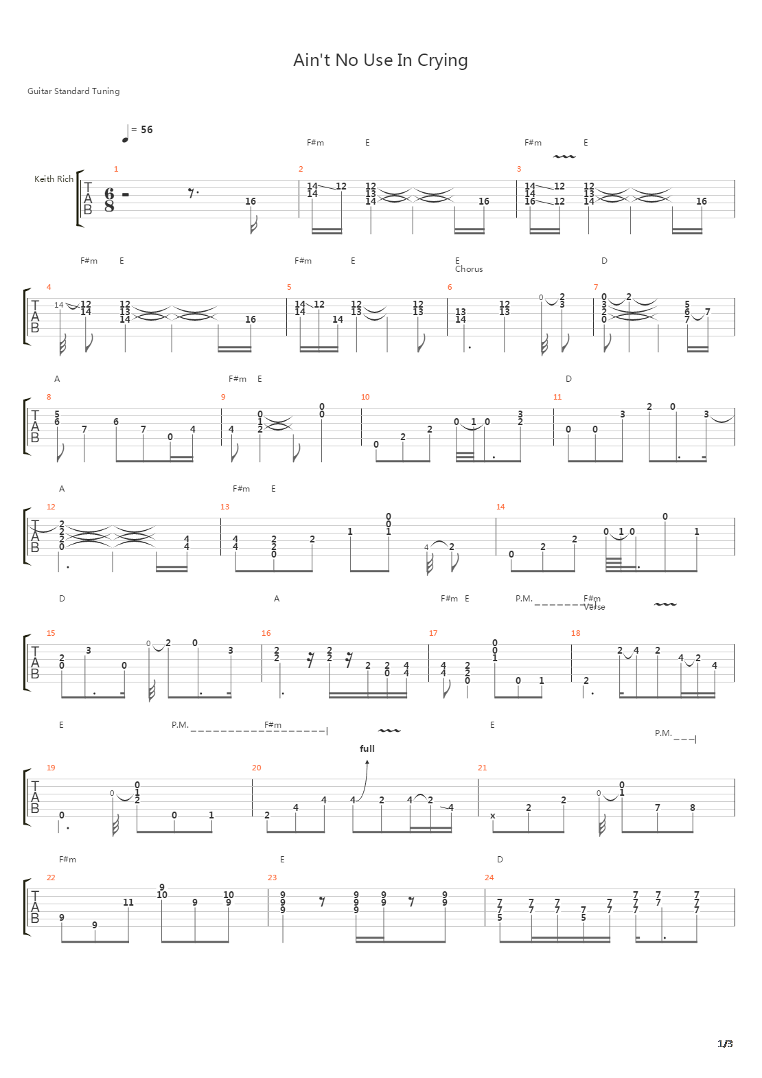 Ain't No Use In Crying吉他谱