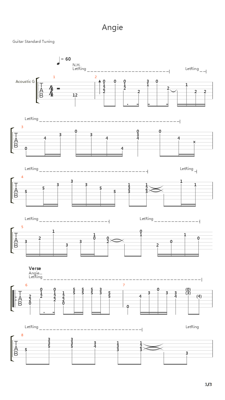 Angie吉他谱