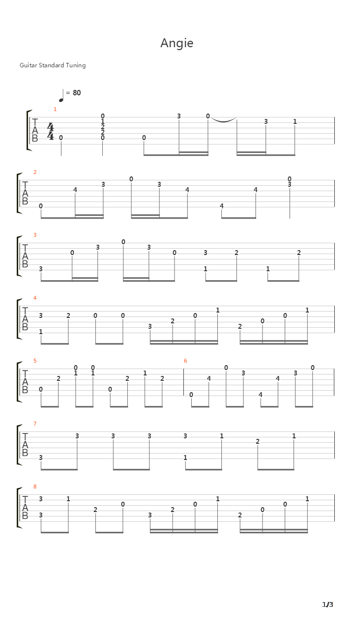 Angie吉他谱