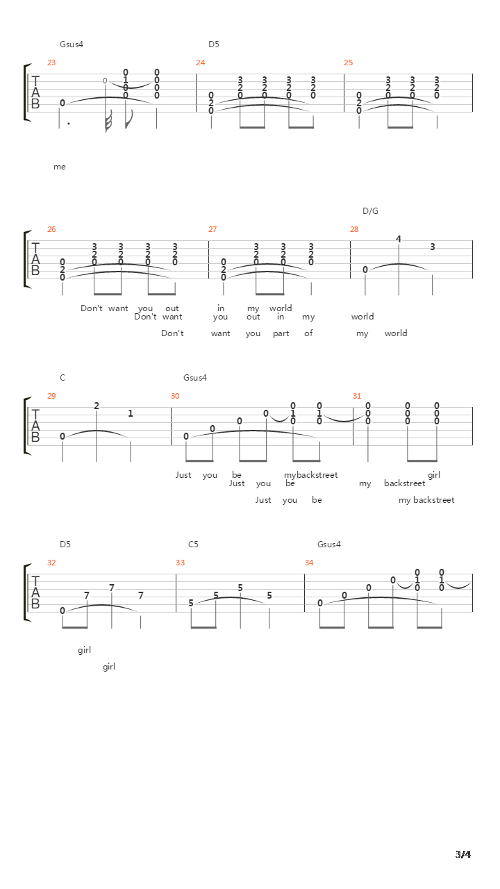 Backstreet Girl吉他谱