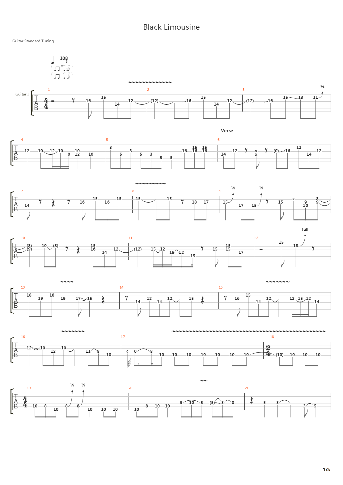 Black Limousine吉他谱