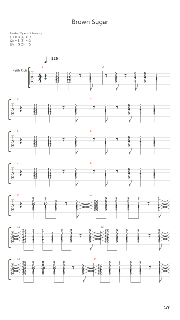 Brown Sugar吉他谱