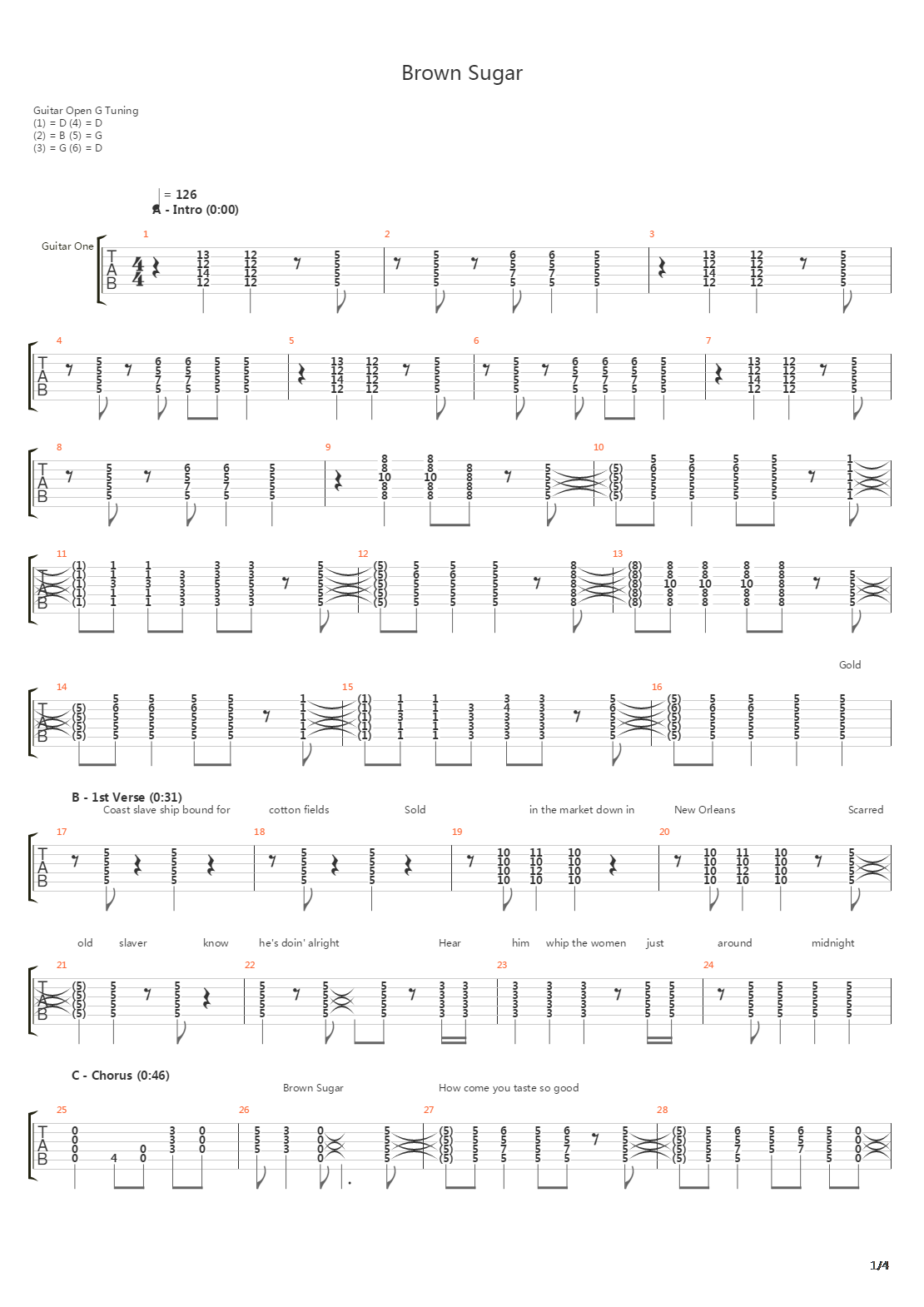 Brown Sugar吉他谱