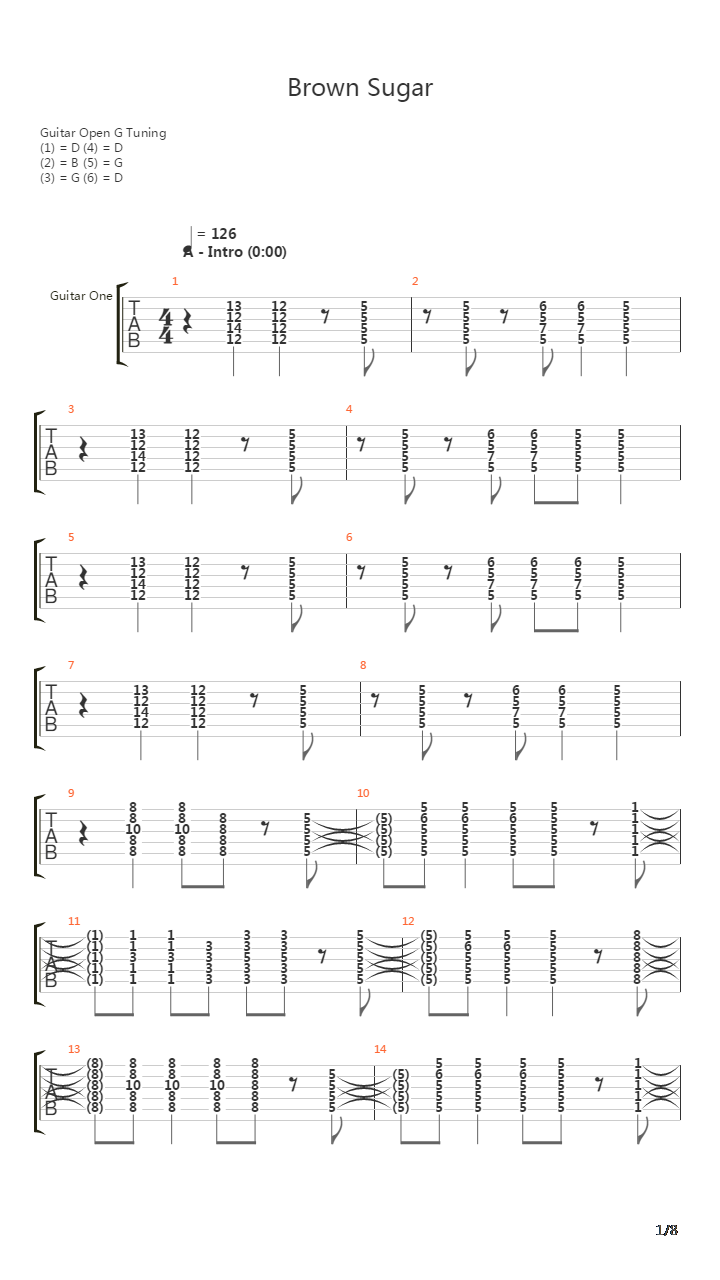 Brown Sugar吉他谱