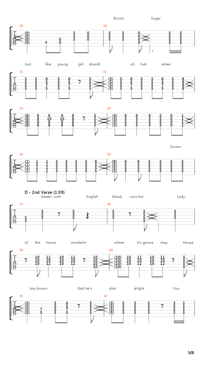 Brown Sugar吉他谱