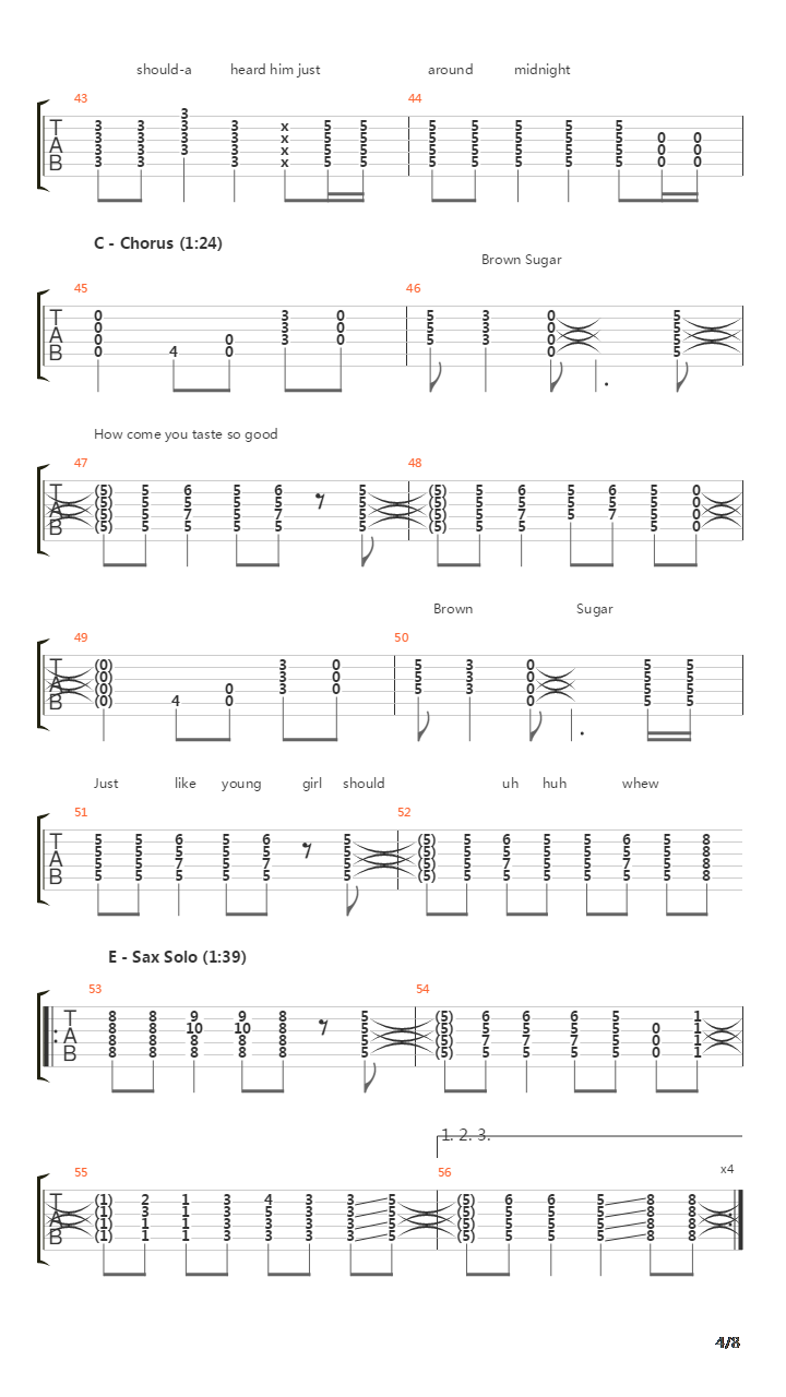 Brown Sugar吉他谱