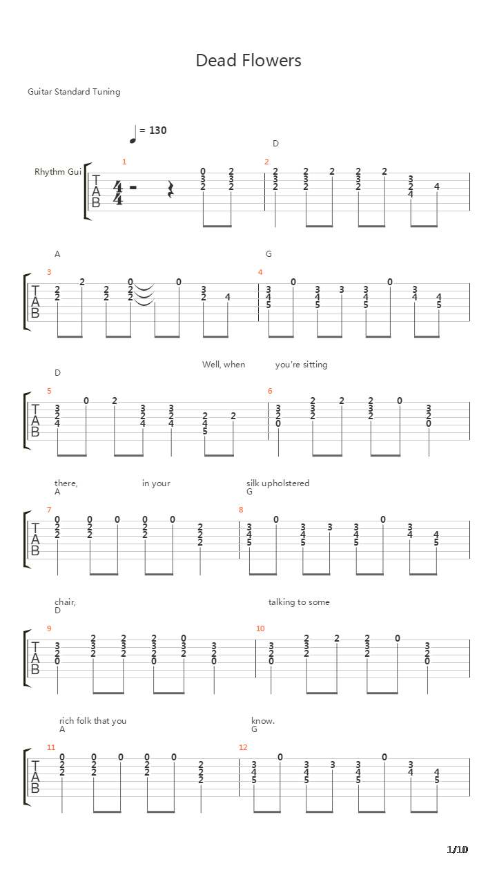 Dead Flowers吉他谱