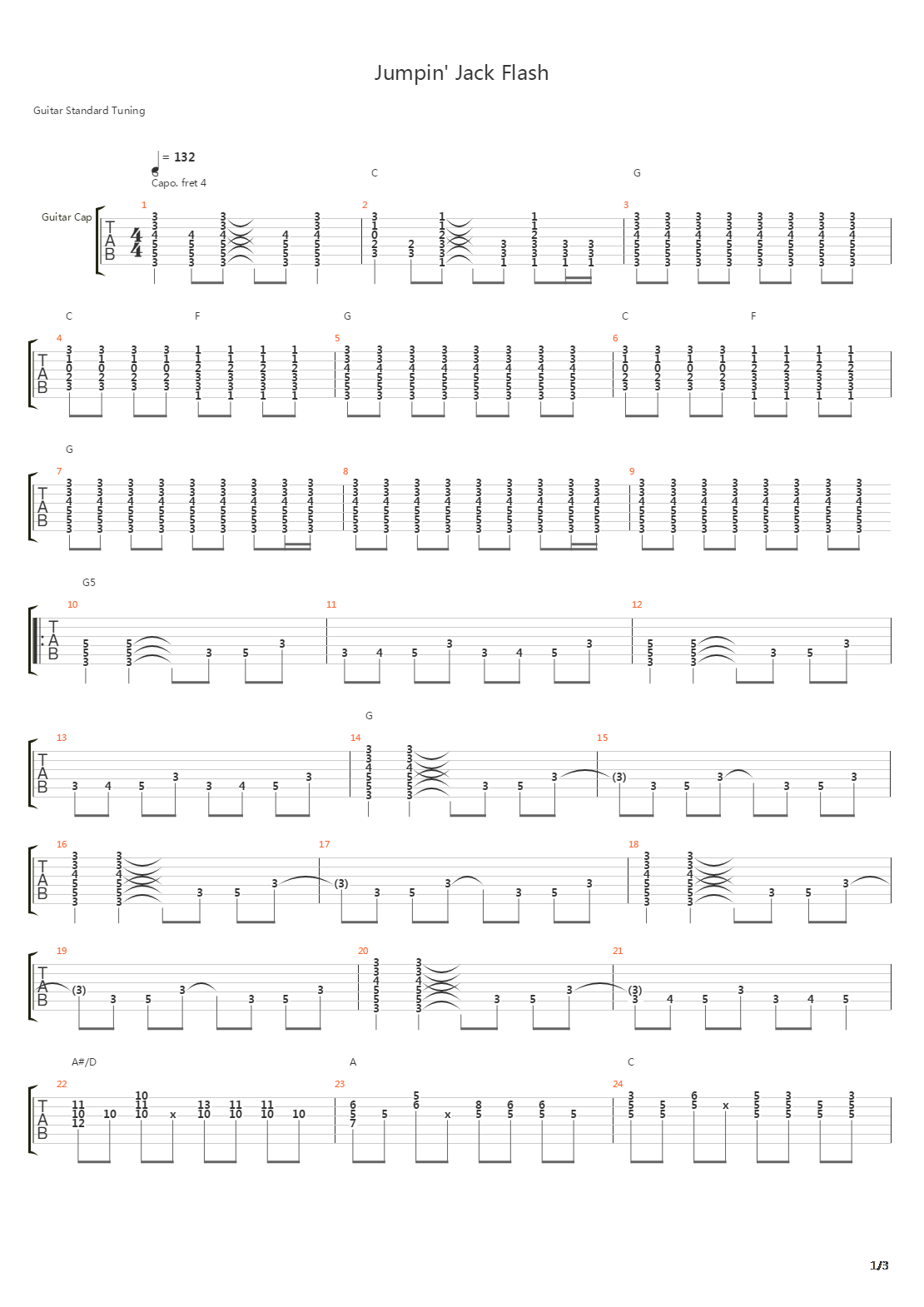 Jumpin' Jack Flash吉他谱