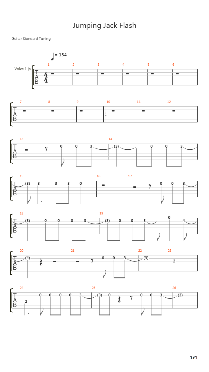 Jumping Jack Flash吉他谱