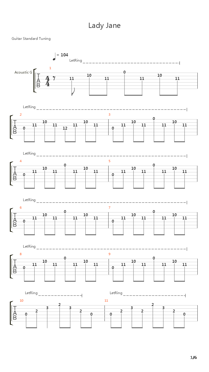Lady Jane吉他谱
