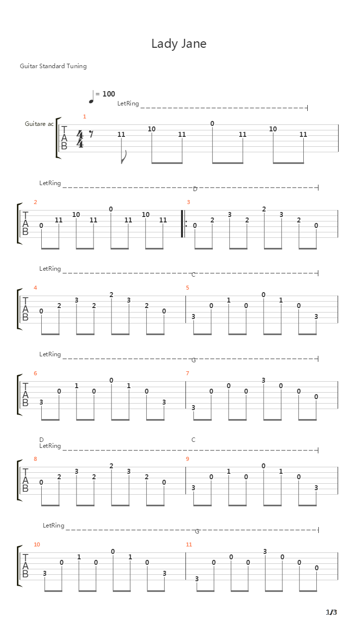 Lady Jane吉他谱