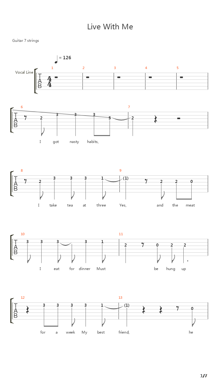 Live With Me吉他谱