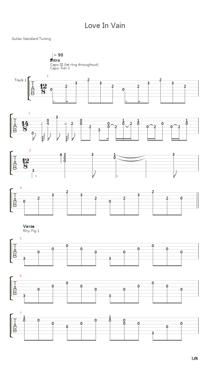 Love In Vain吉他谱