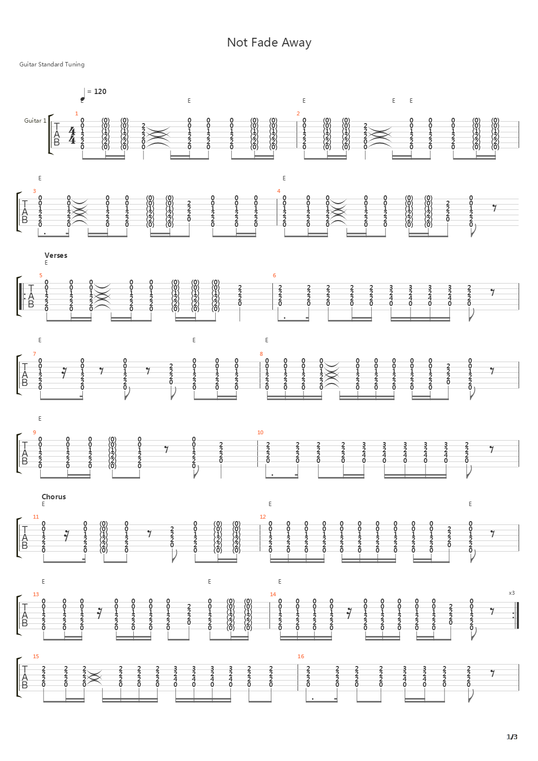 Not Fade Away吉他谱
