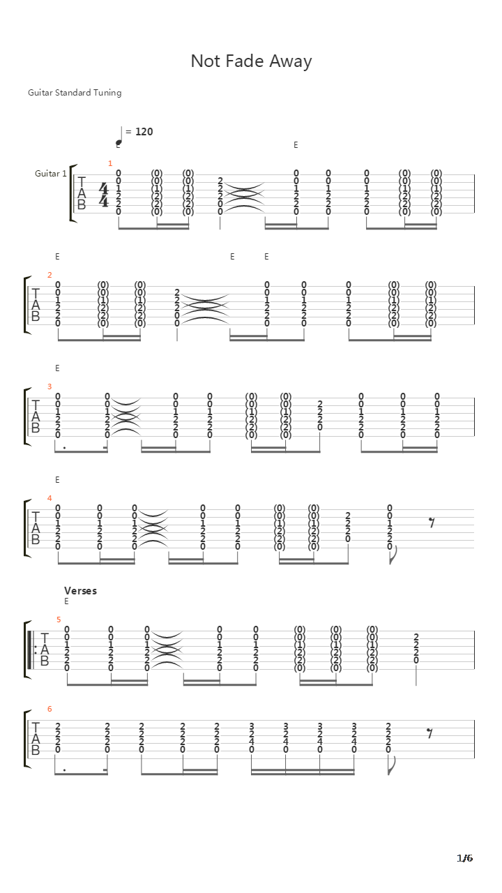 Not Fade Away吉他谱