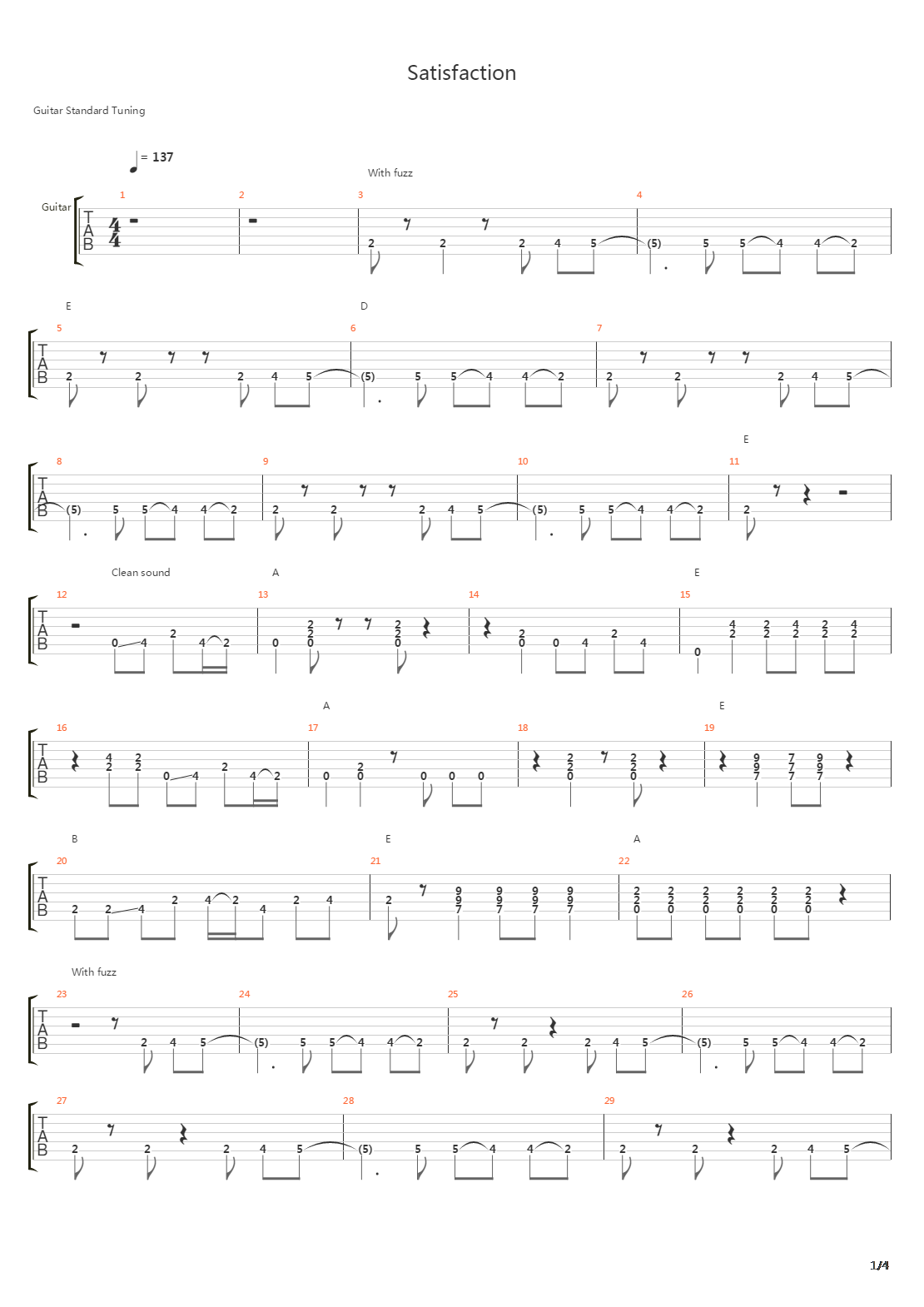 Satisfaction吉他谱