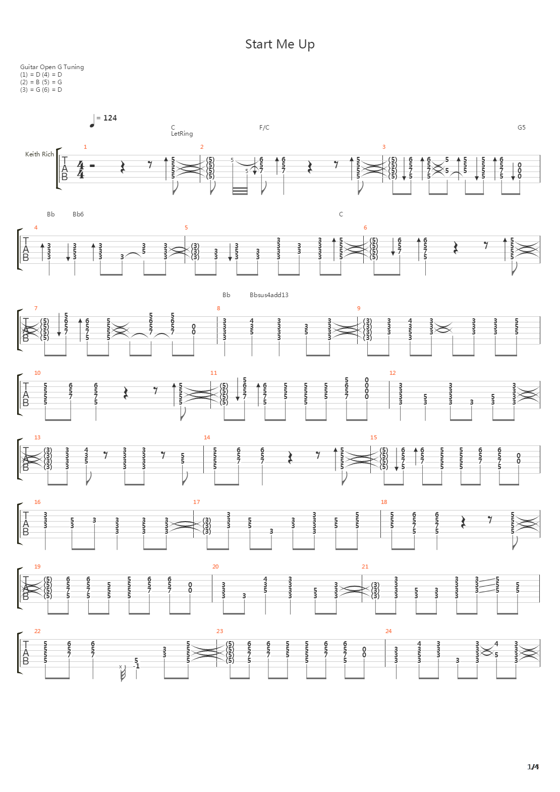 Start Me Up吉他谱
