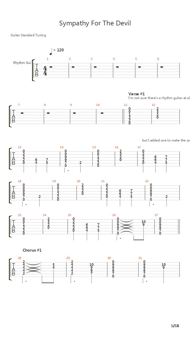 Sympathy For The Devil吉他谱