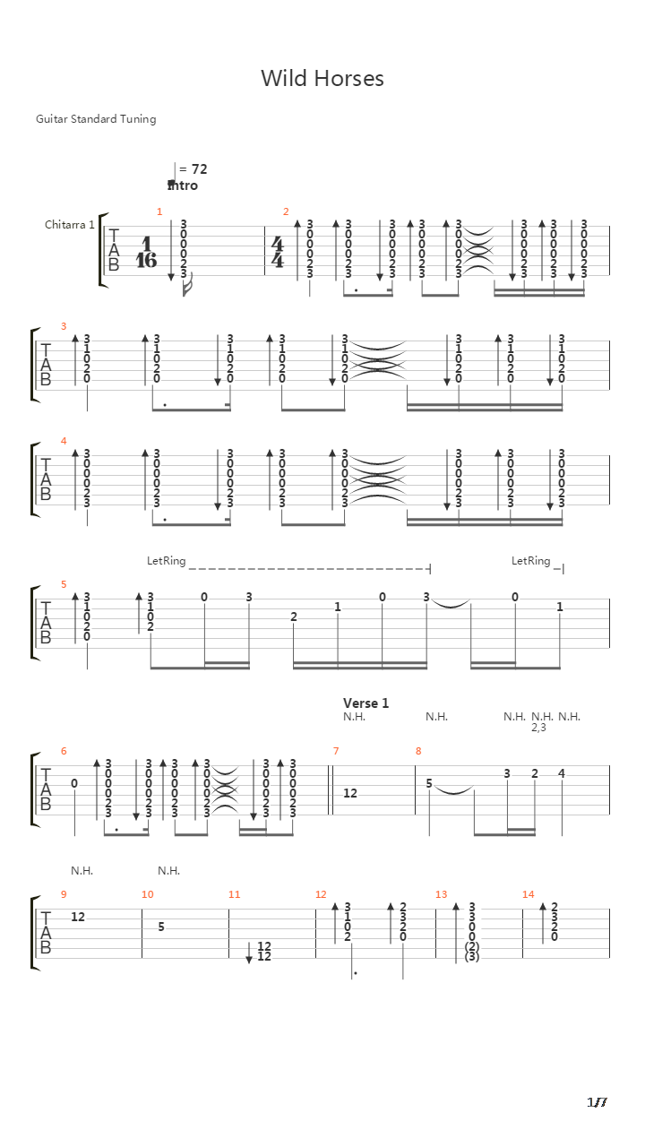 Wild Horses吉他谱