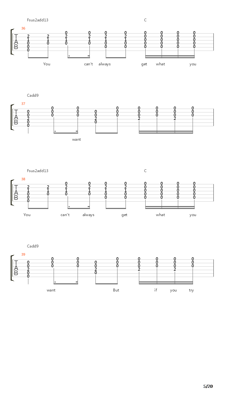 You Can't Always Get What You Want吉他谱