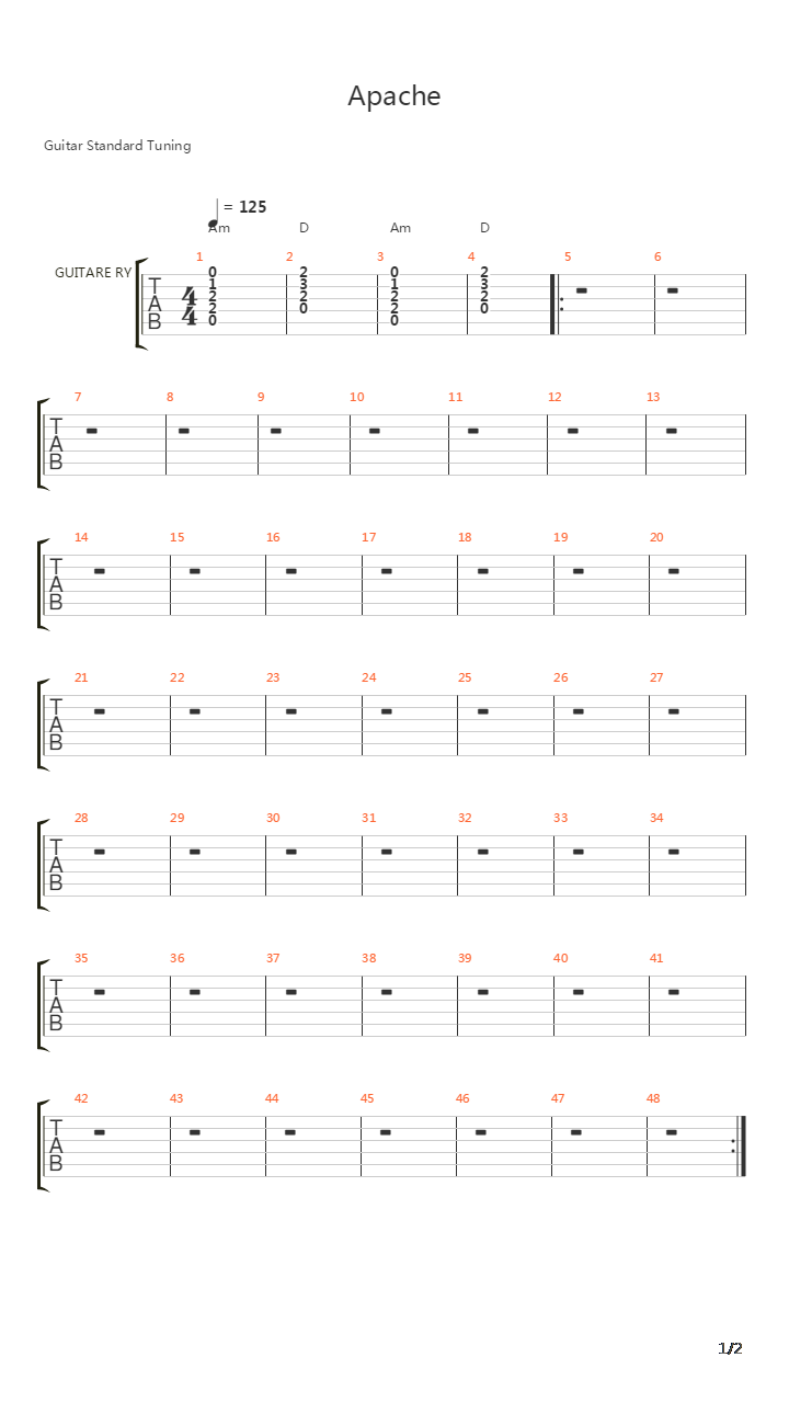 Apache吉他谱