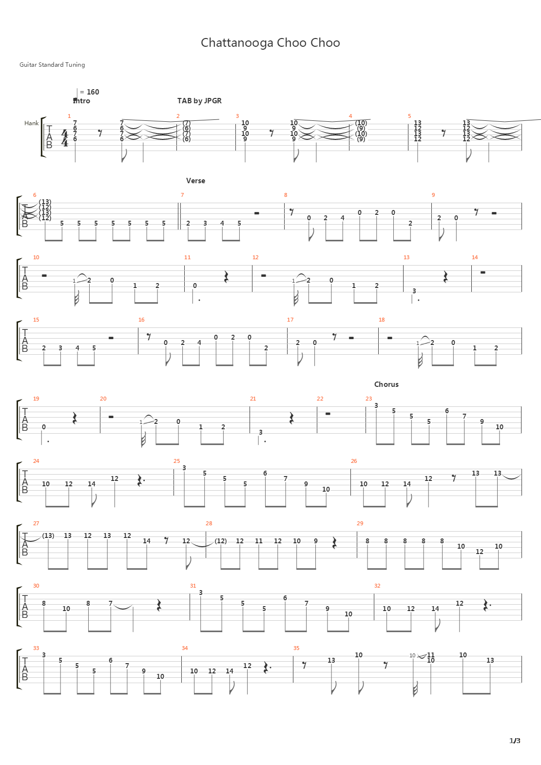 Chattanooga Choo Choo吉他谱