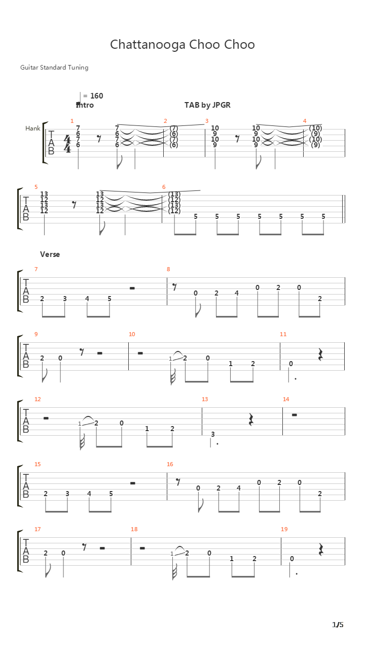 Chattanooga Choo Choo吉他谱