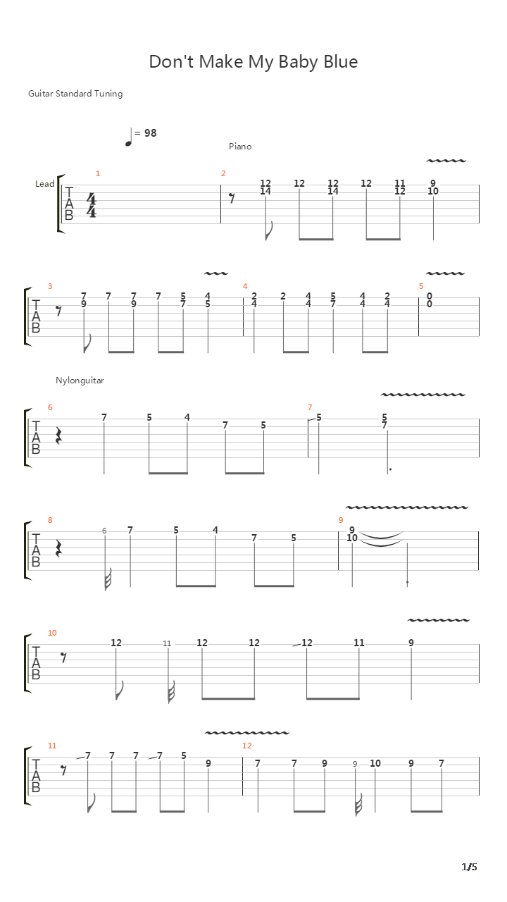 Don't Make My Baby Blue吉他谱
