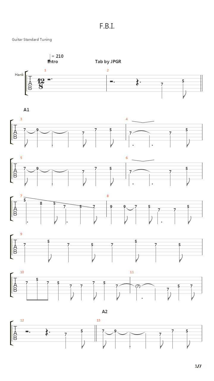 F.B.I吉他谱