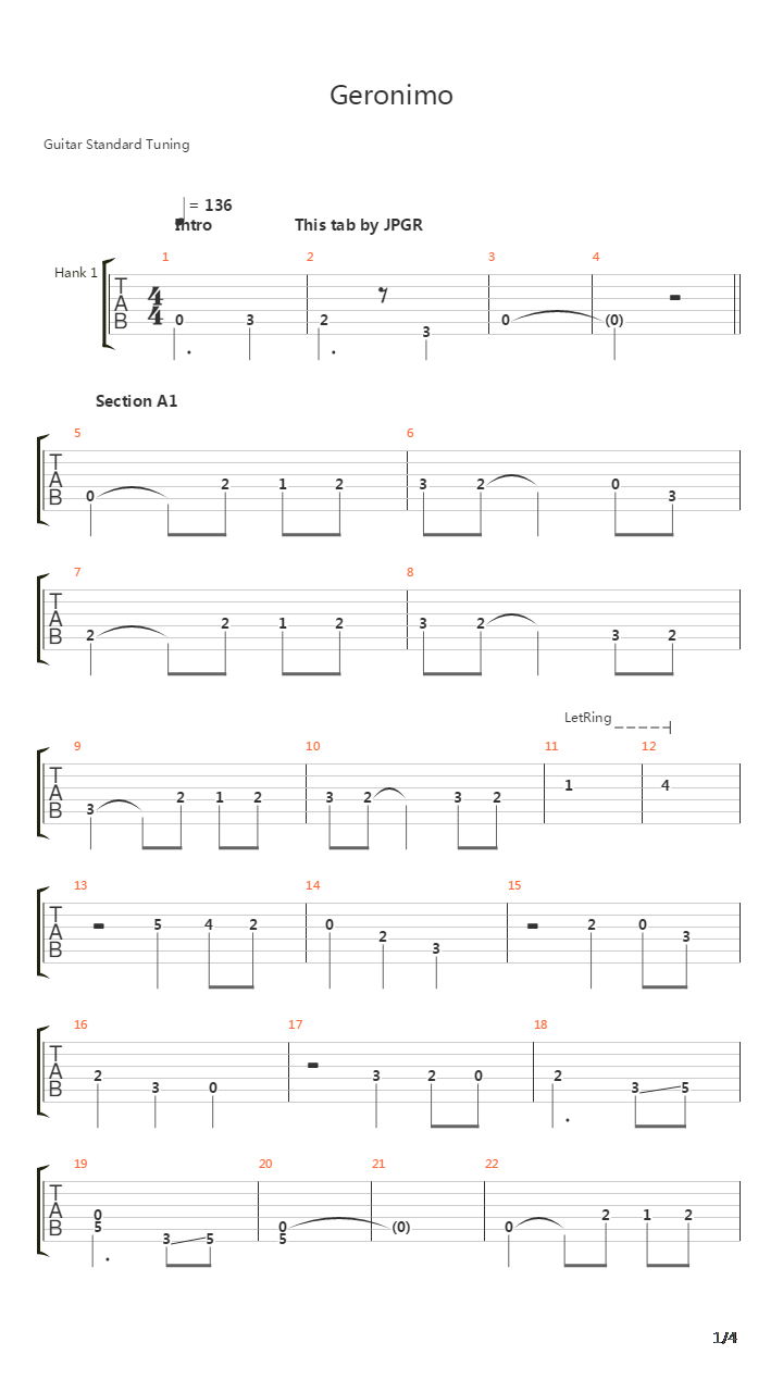 Geronimo吉他谱