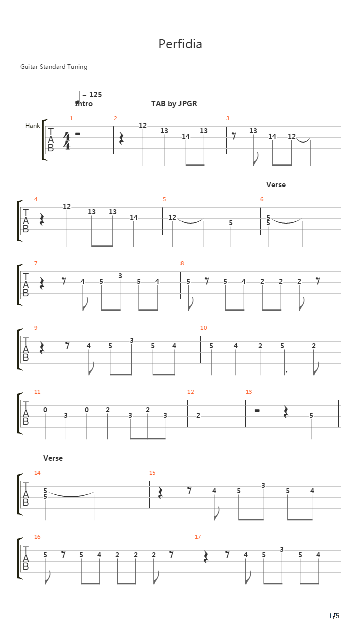 Perfidia吉他谱