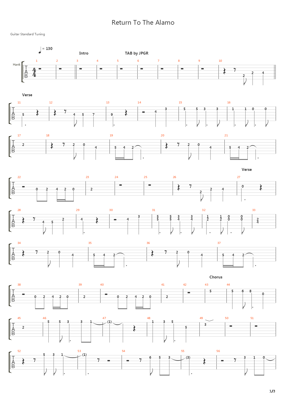 Return To The Alamo吉他谱