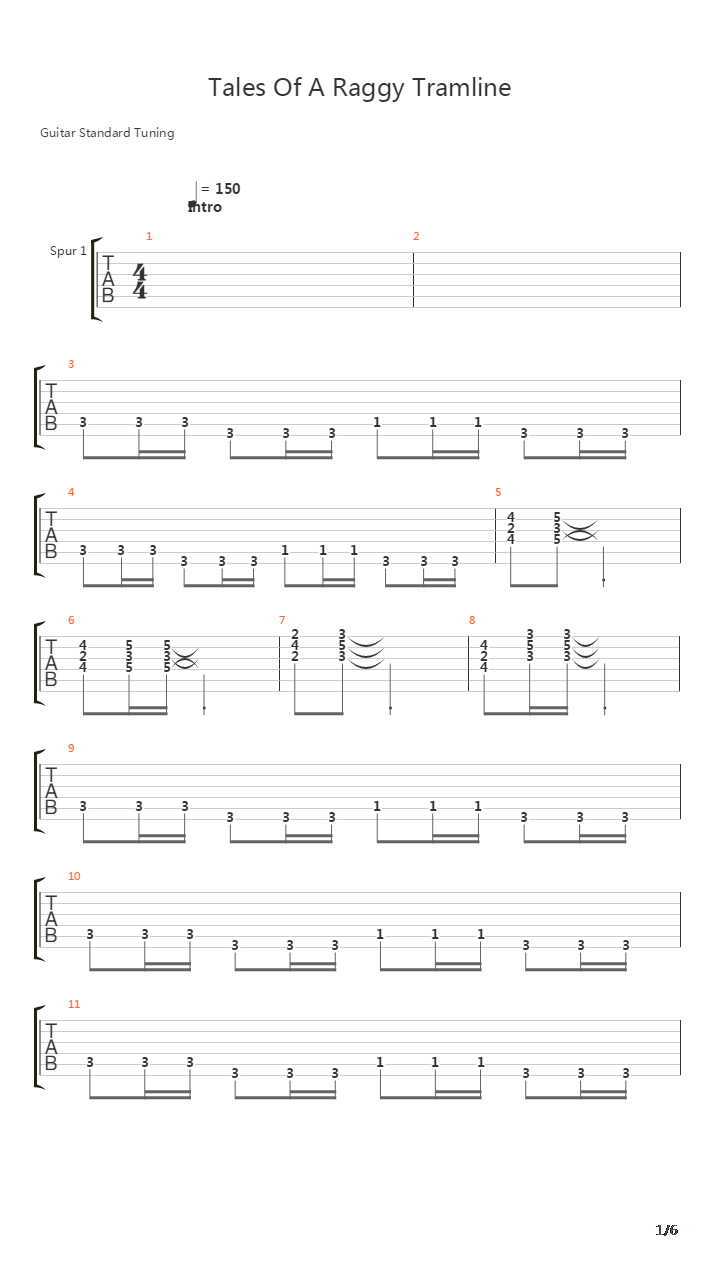 Tales Of A Raggy Tramline吉他谱