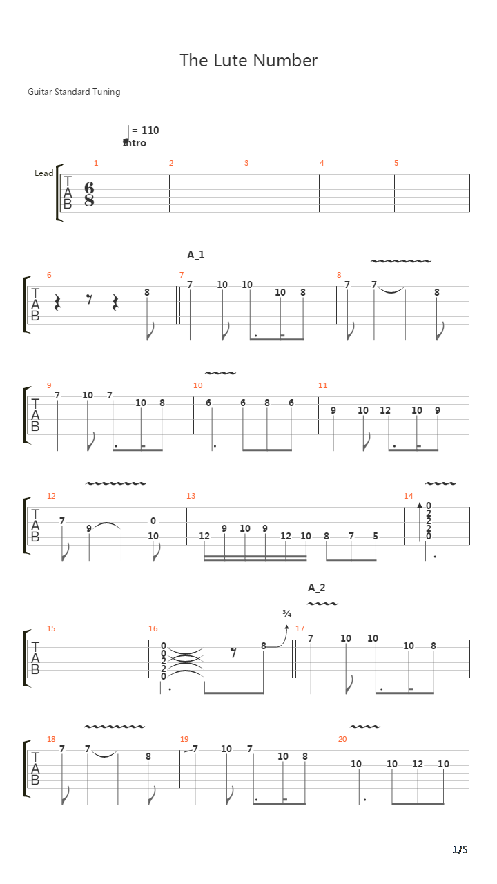 The Lute Number吉他谱