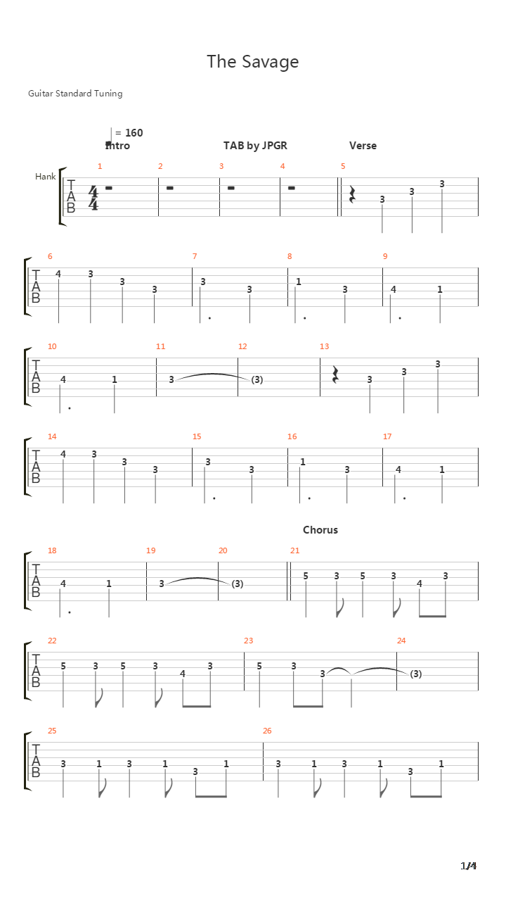 The Savage吉他谱