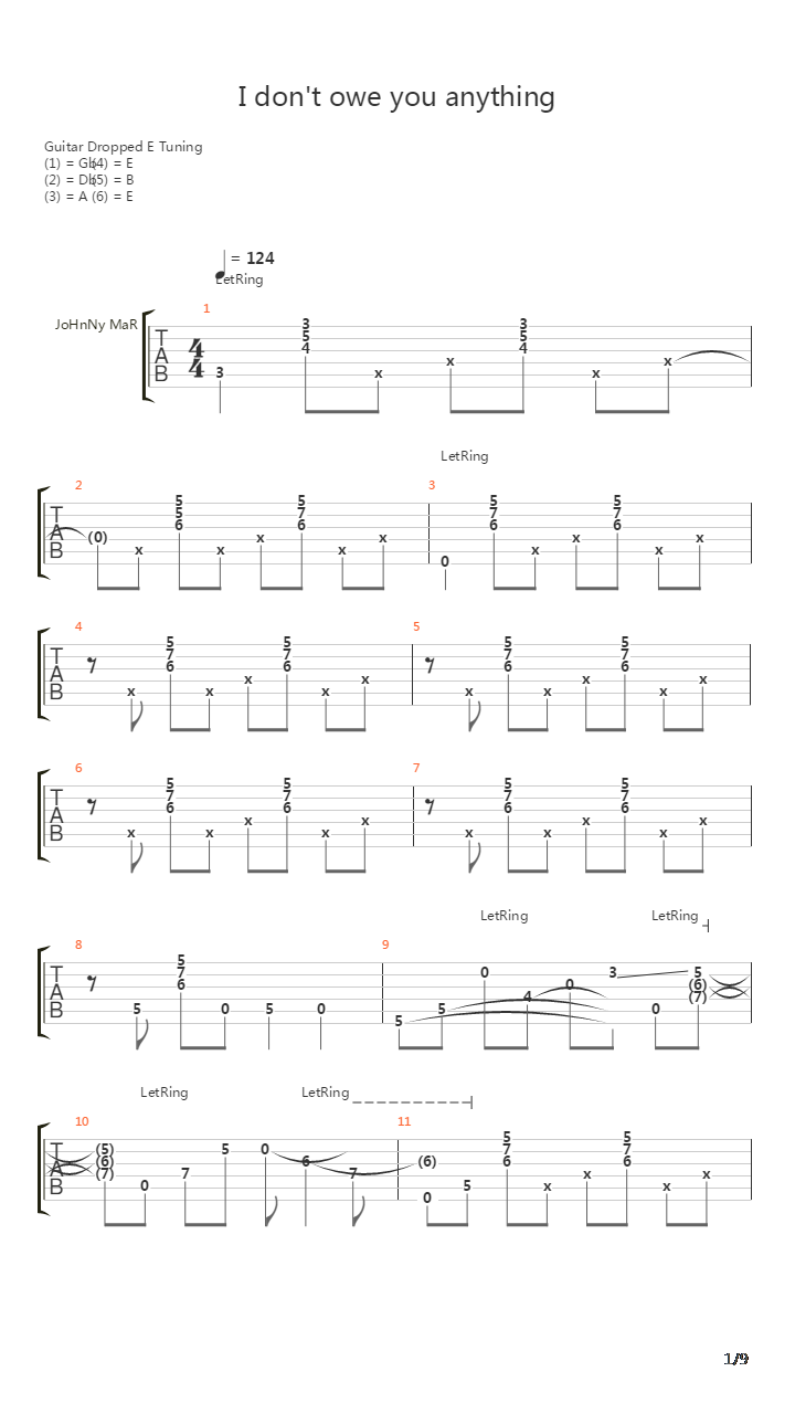 I Don't Owe You Anything吉他谱