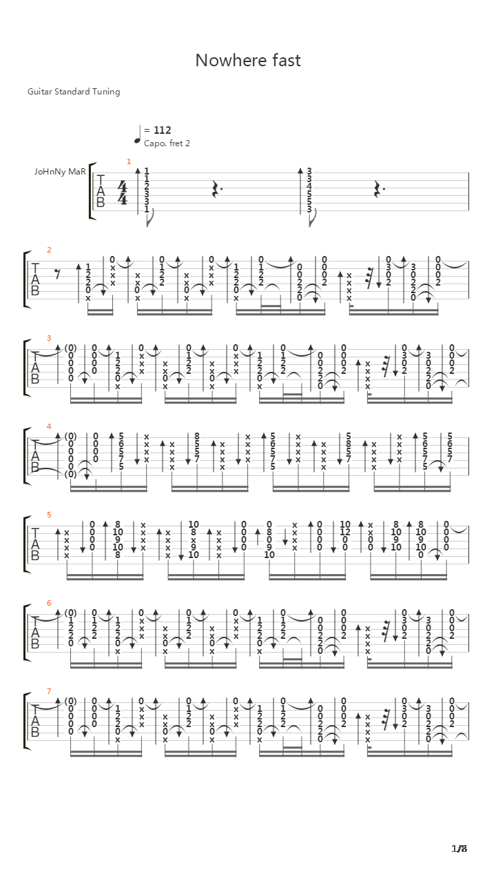 Nowhere Fast吉他谱