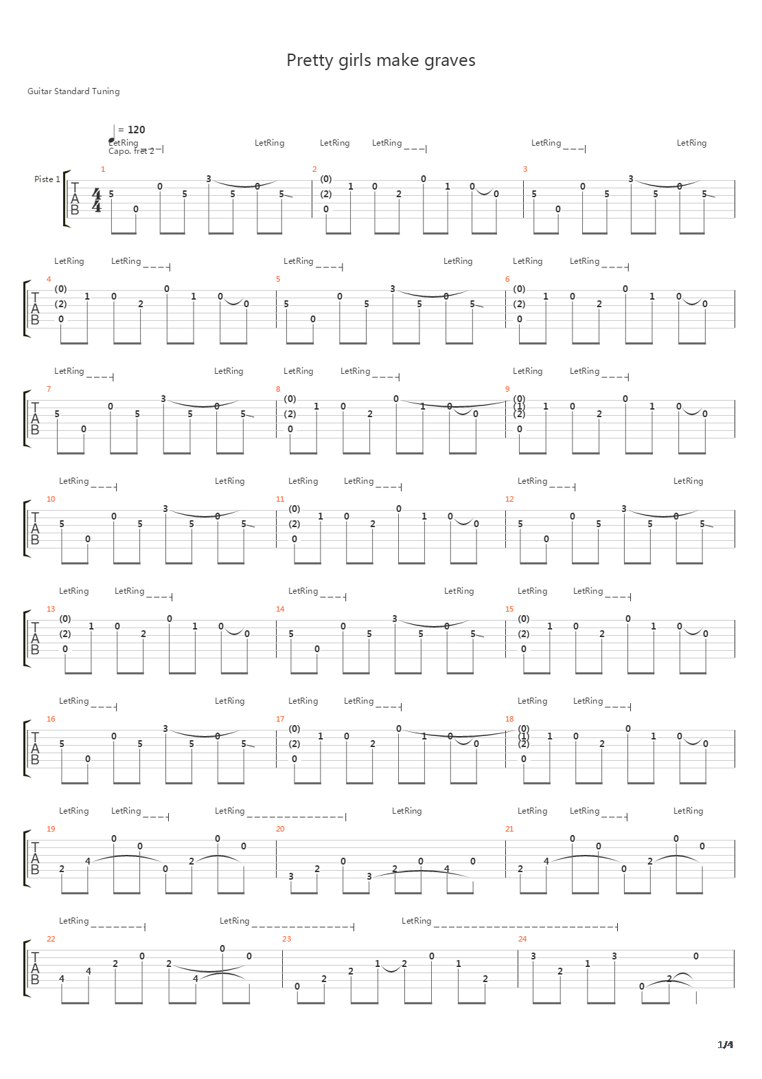 Pretty Girls Make Graves吉他谱