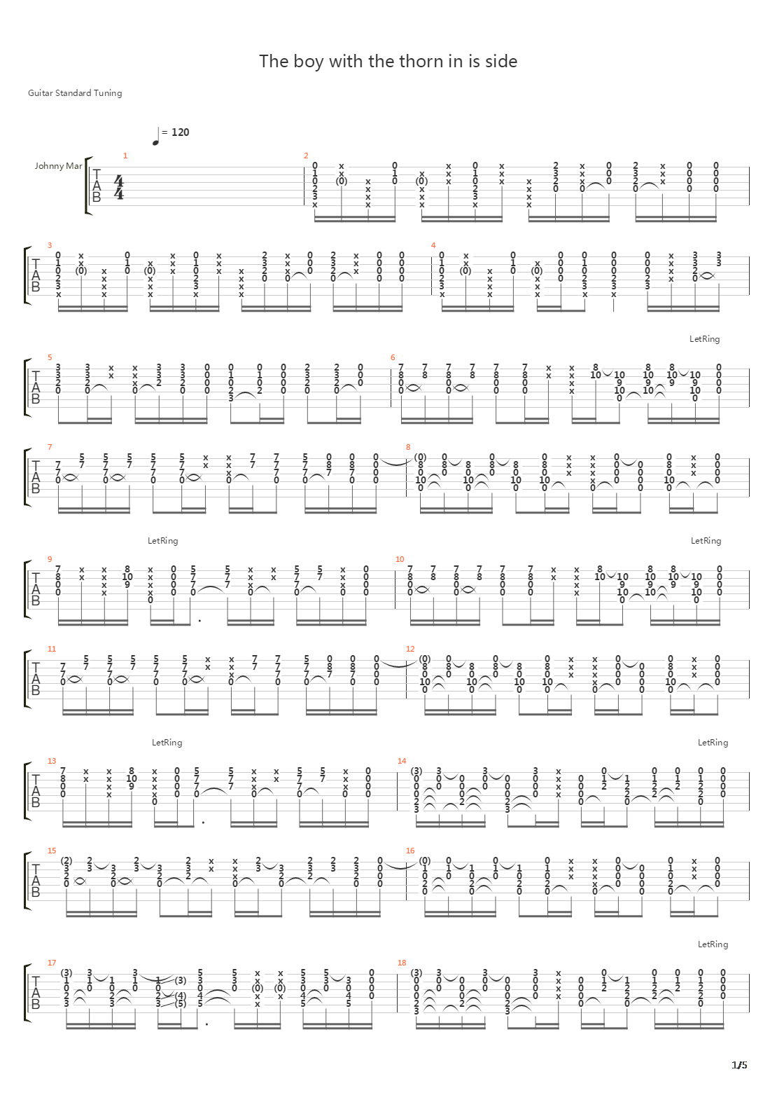 The Boy With The Thorn In Is Side吉他谱
