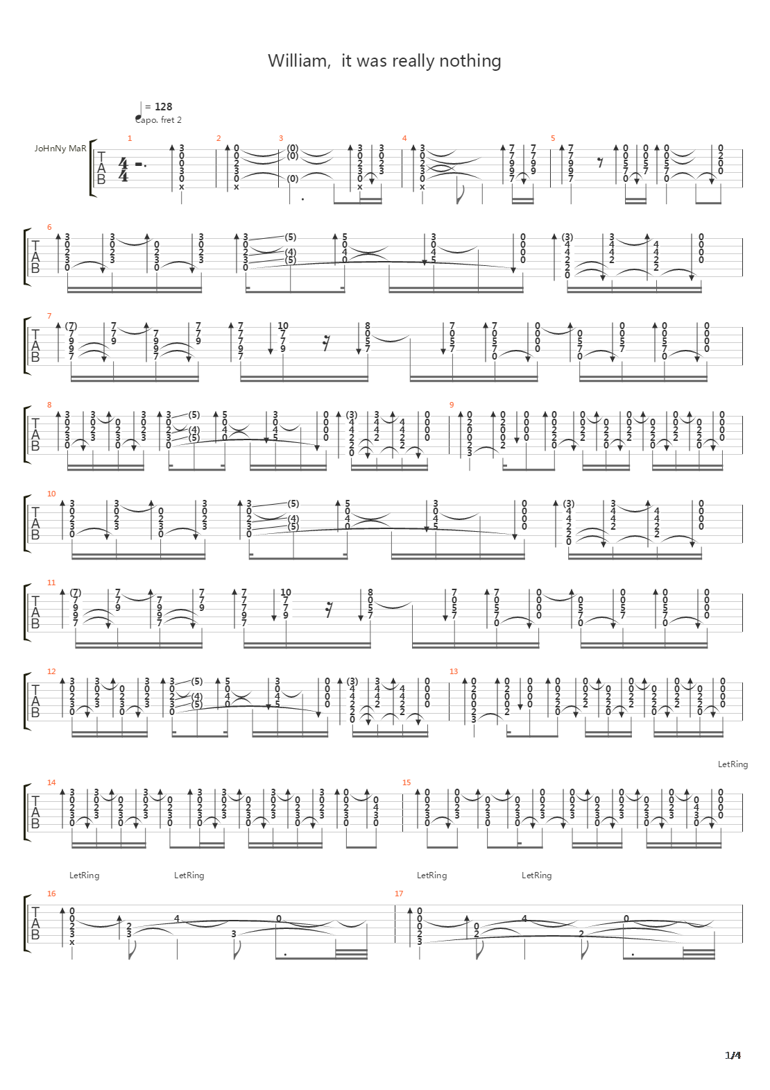 William, It Was Really Nothing吉他谱