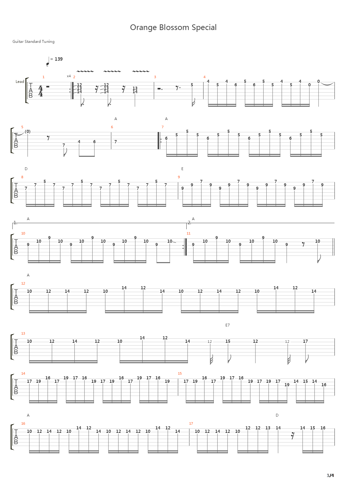 Orange Blossom Special吉他谱