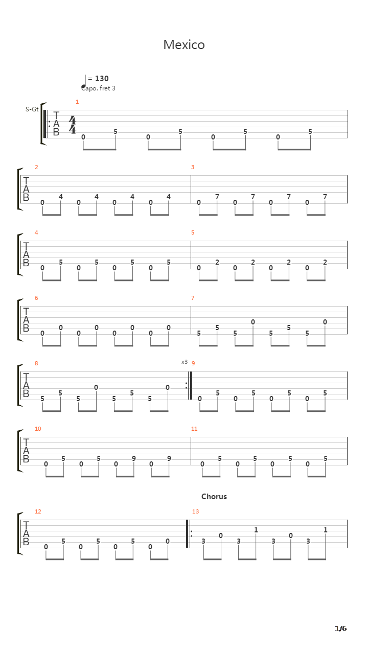 Mexico吉他谱