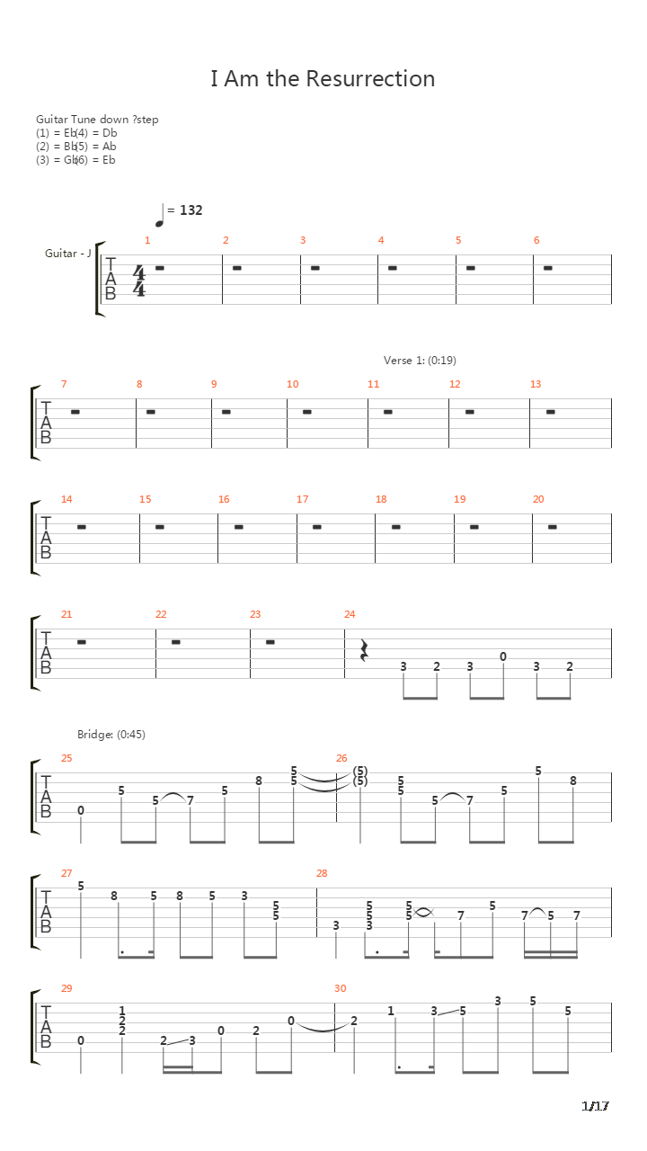 I Am the Resurrection吉他谱
